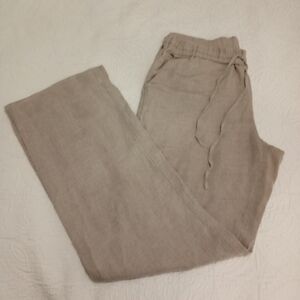 Charter Club 100% Linen Pants Women’s Size XS Beige Wide Leg Elastic Waist.